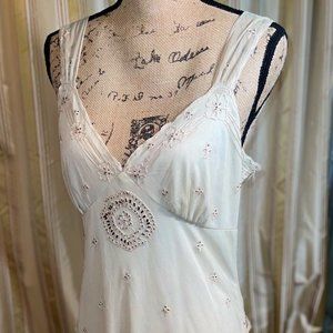 Mesh  and Embroidary Tea Dress with chocolate beading